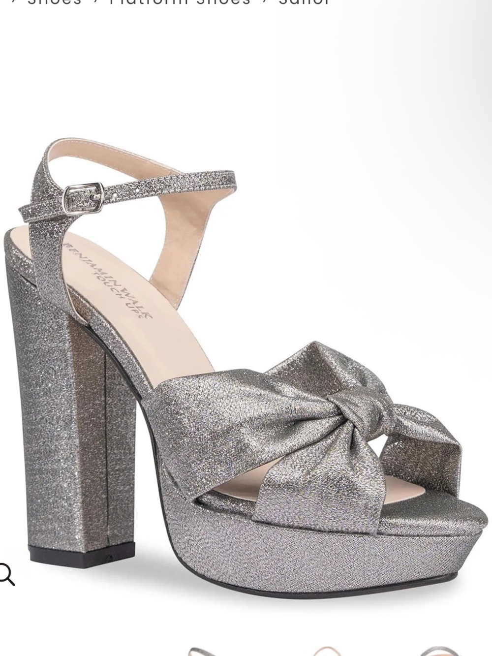 Benjamin Walk SAILOR Pewter Satin Knotted Platform Sandals
